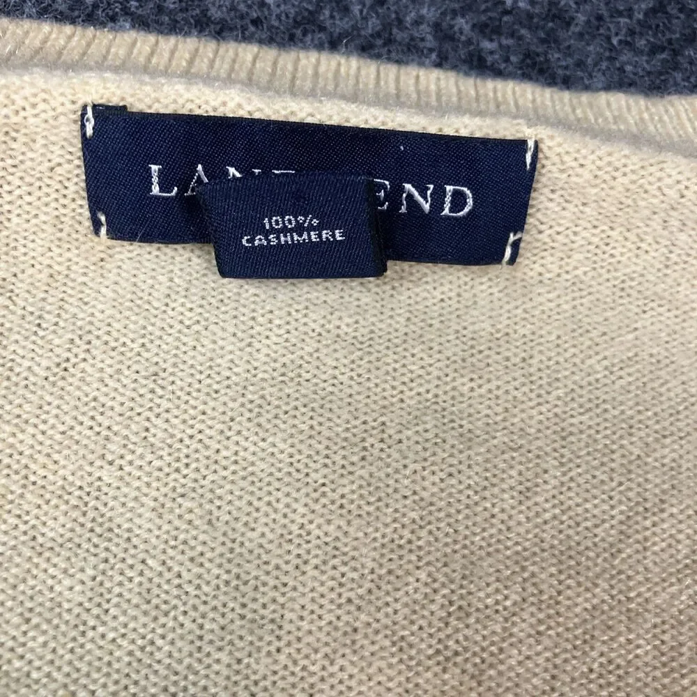 Vintage Lands’ End 100% Cashmere Sweater Men’s XL Yellow V Neck Pullover
